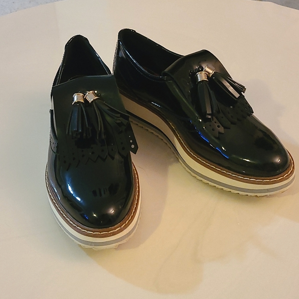 ZARA patent oxford contrast platforms | size 8